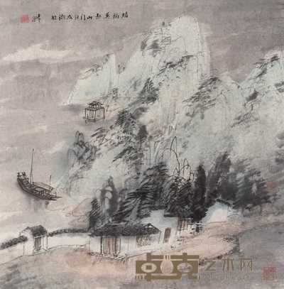 常进 山水 镜心 70×69cm